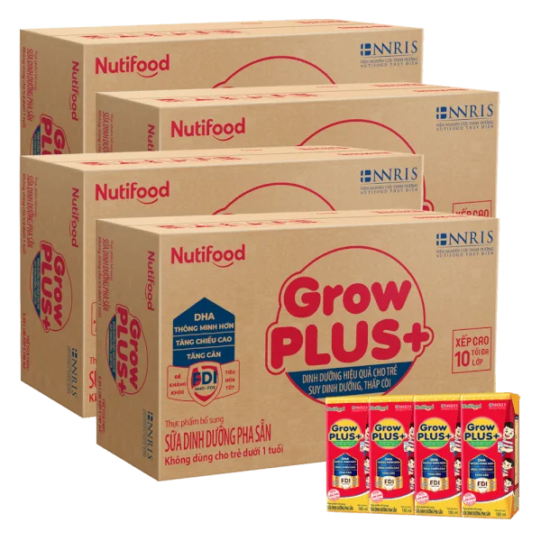 Combo 4 thùng SPDDPS GrowPLUS  Đỏ 180ml (lốc 4 hộp) - Thùng