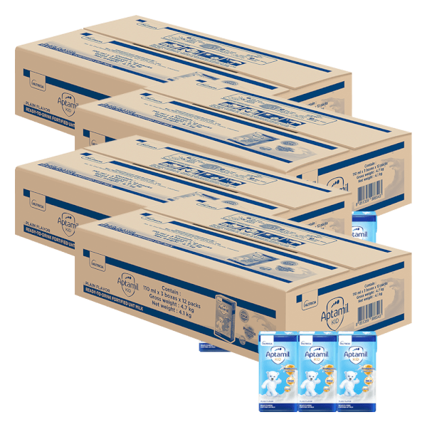 Combo 4 Sữa dinh dưỡng pha sẵn Aptamil Kid, 110ml (lốc 3 hộp)