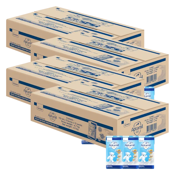 Combo 4 Sữa dinh dưỡng pha sẵn Aptamil Kid, 110ml (lốc 3 hộp)