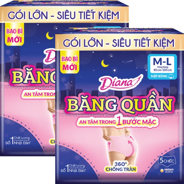 Combo 2 Băng vệ sinh quần Diana Sensi M/L (5 miếng)
