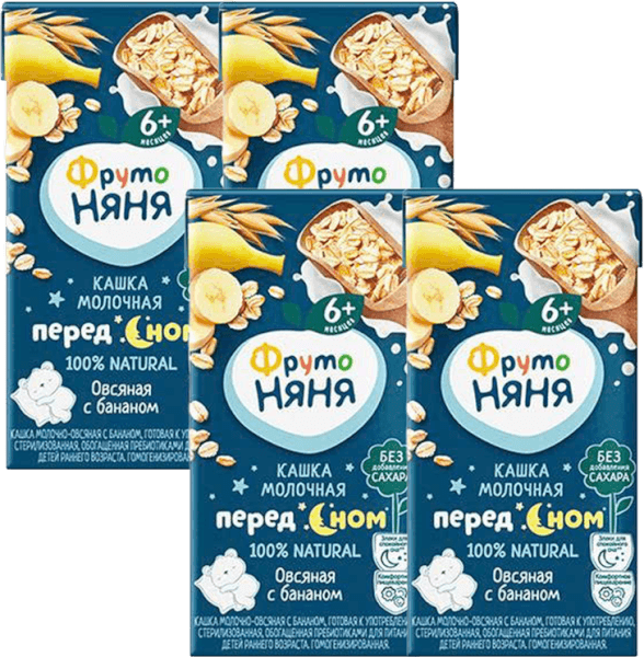 Combo 4 Sữa đêm yến mạch chuối Frutonyanya 200ml