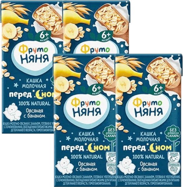 Combo 4 Sữa đêm yến mạch chuối Frutonyanya 200ml