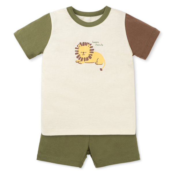 Bộ bé trai ngắn Animo Easy HN1025008 (1-4Y,Kem-lá, NN01)