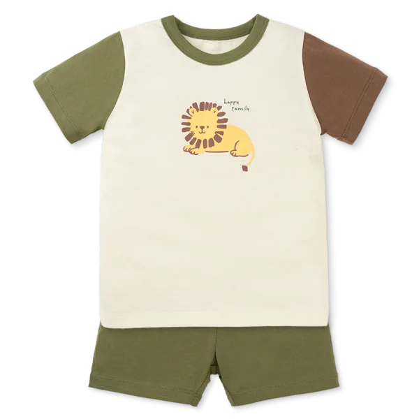 Bộ bé trai ngắn Animo Easy HN1025008 (1-4Y,Kem-lá, NN01)