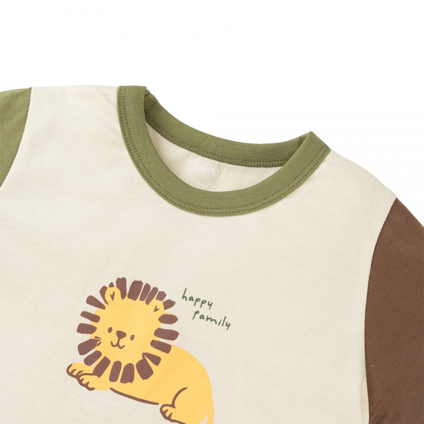 Bộ bé trai ngắn Animo Easy HN1025008 (1-4Y,Kem-lá, NN01)