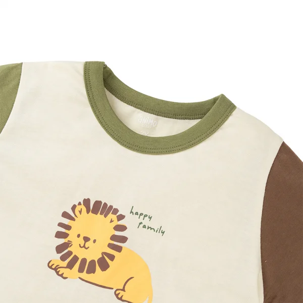 Bộ bé trai ngắn Animo Easy HN1025008 (1-4Y,Kem-lá, NN01)