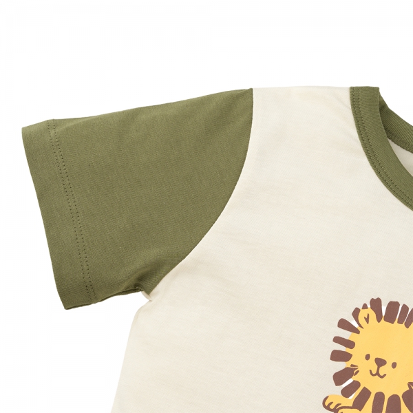 Bộ bé trai ngắn Animo Easy HN1025008 (1-4Y,Kem-lá, NN01)