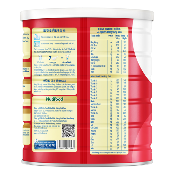 Sữa GrowPlus+ Đỏ 2+ tuổi, 850g