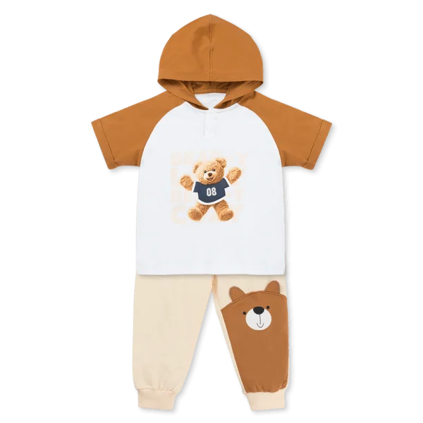 Bộ bé trai tay ngắn quần dài có nón Animo HN1125008 (1-6Y,Trắng-kem, NN02)