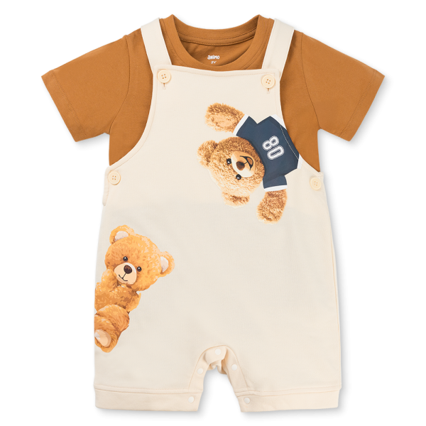 Bộ yếm bé trai ngắn Animo HN1125007 (1-4Y,Kem-nâu, NN02)