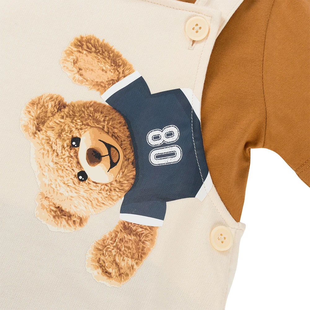 Bộ yếm bé trai ngắn Animo HN1125007 (1-4Y,Kem-nâu, NN02)