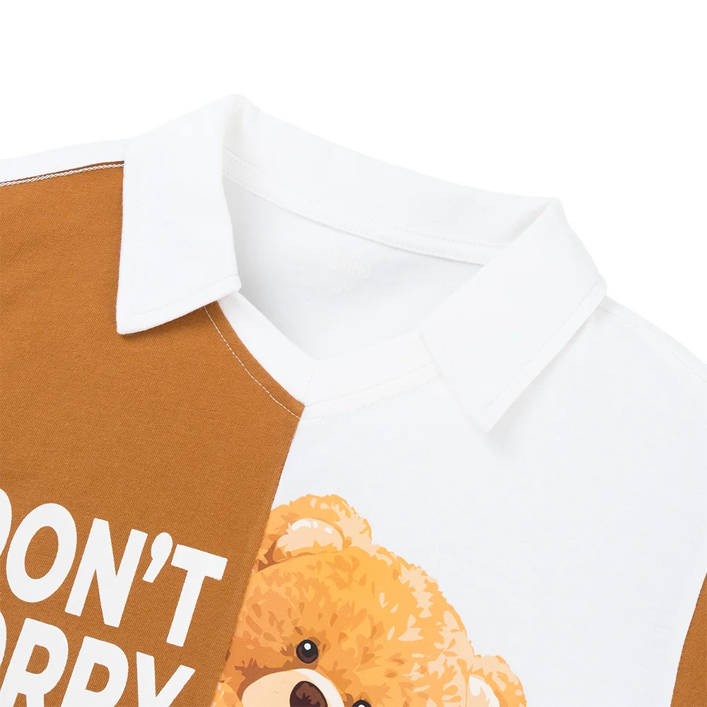 Bộ Polo bé trai ngắn Animo HN1125005 (1-6Y,Trắng-nâu, NN02)