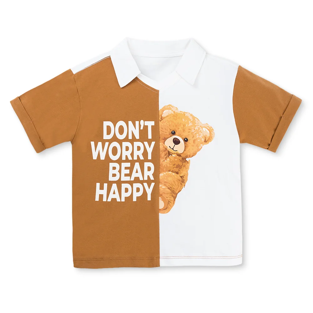 Bộ Polo bé trai ngắn Animo HN1125005 (1-6Y,Trắng-nâu, NN02)