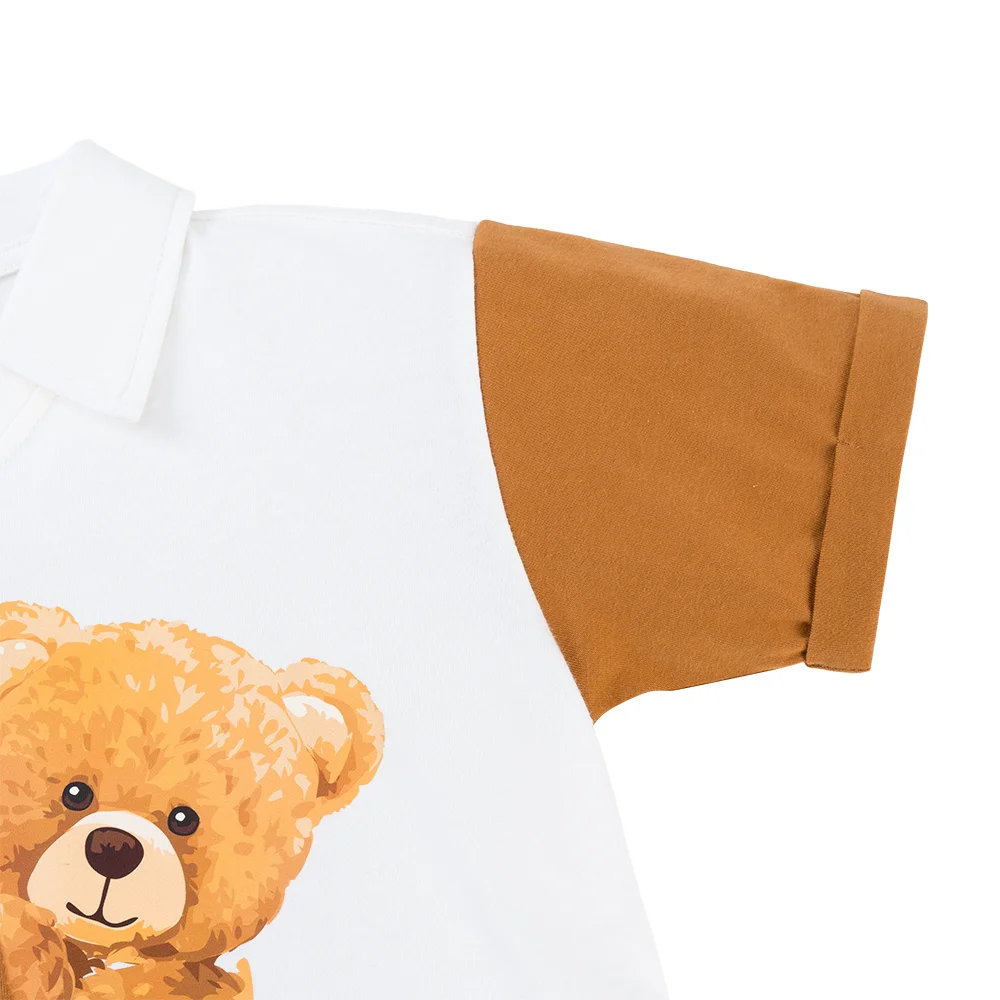 Bộ Polo bé trai ngắn Animo HN1125005 (1-6Y,Trắng-nâu, NN02)