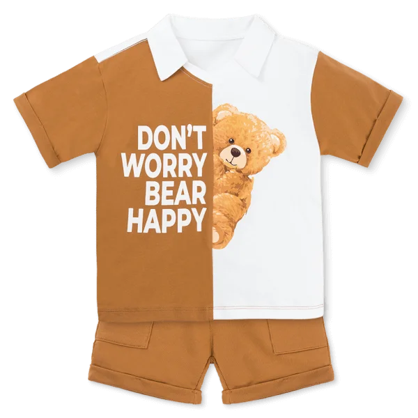 Bộ Polo bé trai ngắn Animo HN1125005 (1-6Y,Trắng-nâu, NN02)