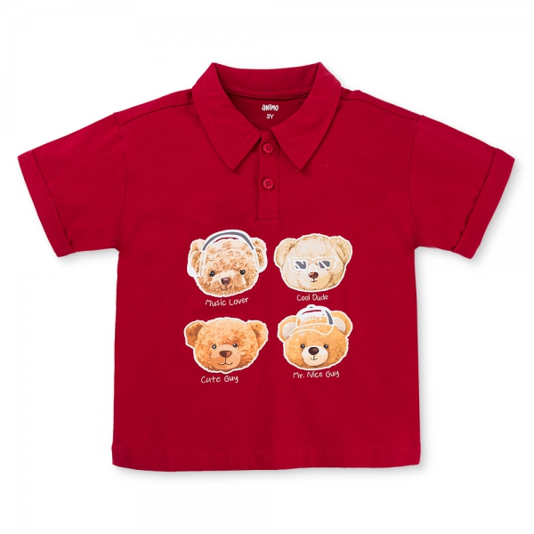 Bộ polo bé trai tay ngắn quần dài Animo HN1125004 (1-6Y,Đỏ-xám, DD02)