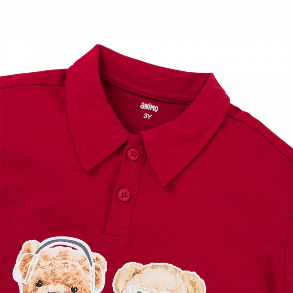 Bộ polo bé trai tay ngắn quần dài Animo HN1125004 (1-6Y,Đỏ-xám, DD02)
