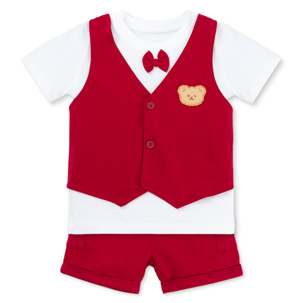 Bộ Ghile bé trai ngắn Animo HN1125001 (1-6Y,Trắng-đỏ, TT01)