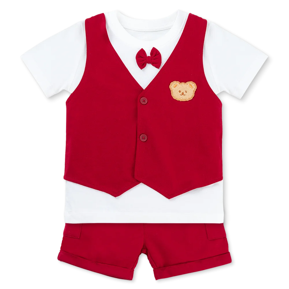 Bộ Ghile bé trai ngắn Animo HN1125001 (1-6Y,Trắng-đỏ, TT01)