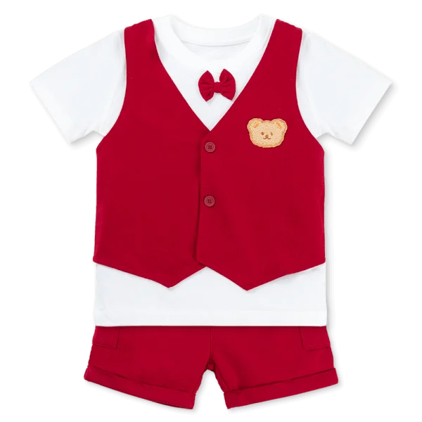 Bộ Ghile bé trai ngắn Animo HN1125001 (1-6Y,Trắng-đỏ, TT01)