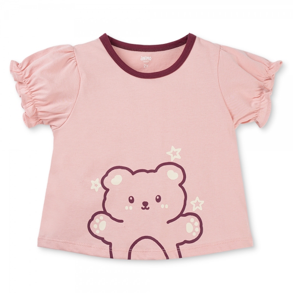 Bộ bé gái ngắn Animo Easy TX1025017 (1-4Y,Hồng-tía,DD02)