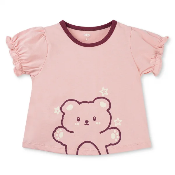 Bộ bé gái ngắn Animo Easy TX1025017 (1-4Y,Hồng-tía,DD02)