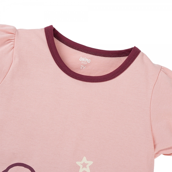 Bộ bé gái ngắn Animo Easy TX1025017 (1-4Y,Hồng-tía,DD02)