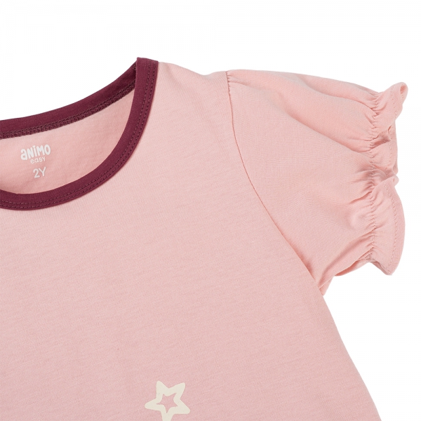 Bộ bé gái ngắn Animo Easy TX1025017 (1-4Y,Hồng-tía,DD02)