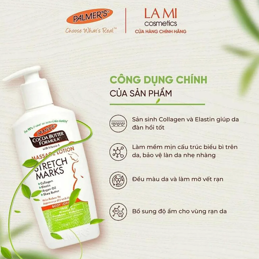 Lotion ngăn ngừa, giảm vết rạn khi mang thai Palmer 250ml
