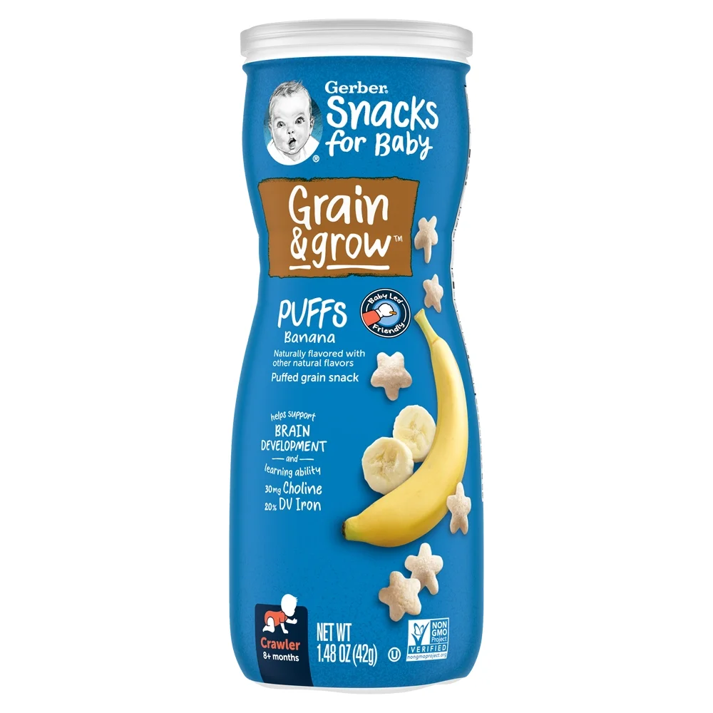 Thực phẩm bổ sung Bánh ăn dặm Gerber Puffs vị chuối *giao bao bì ngẫu nhiên*