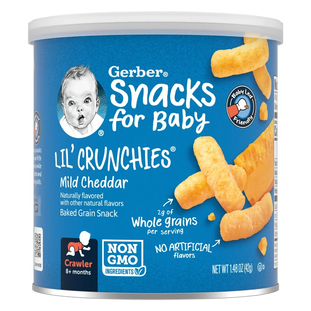 Thực phẩm bổ sung Bánh ăn dặm Gerber Lil’ Crunchies vị phô mai Mild Cheddar *giao bao bì ngẫu nhiên*