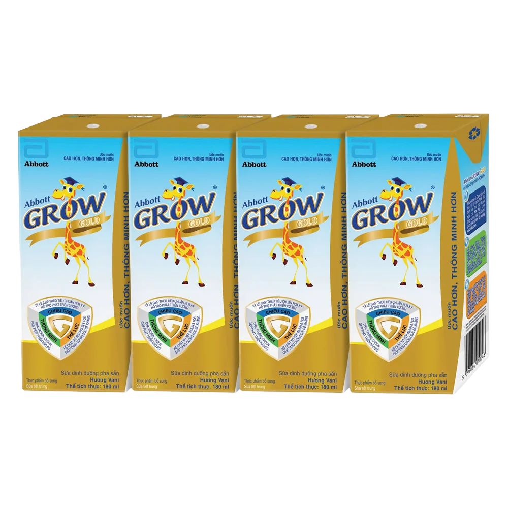 Sữa Abbott Grow Gold hương vani 180ML - Lốc 4 (Từ 1 tuổi)