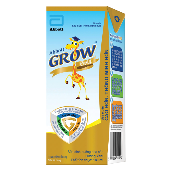 Sữa Abbott Grow Gold hương vani 180ML - Lốc 4 (Từ 1 tuổi)