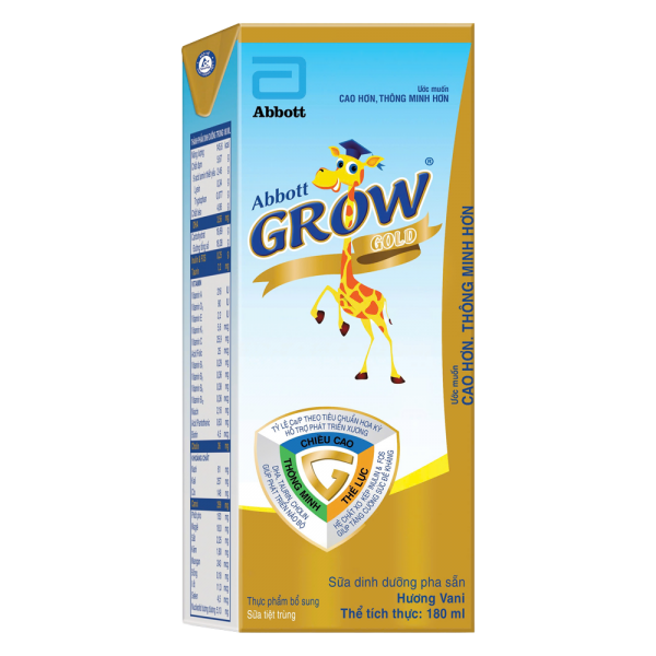 Sữa Abbott Grow Gold hương vani 180ML - Lốc 4 (Từ 1 tuổi)