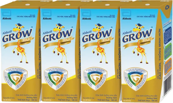 Sữa Abbott Grow Gold hương vani 180ML - Lốc 4 (Từ 1 tuổi)