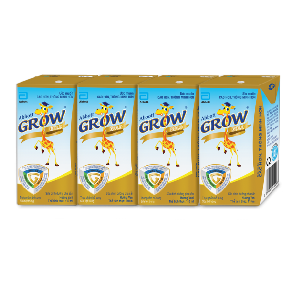 Combo 4 Thùng Sữa Abbott Grow Gold hương vani 110ML - Lốc 4 (Từ 1 tuổi)