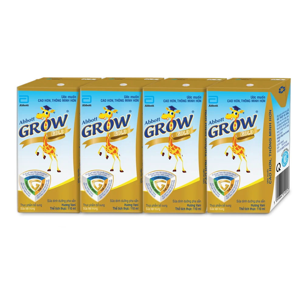 Combo 2 thùng Sữa Abbott Grow Gold hương vani 110ML - Lốc 4 (Từ 1 tuổi)