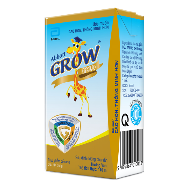 Combo 4 Thùng Sữa Abbott Grow Gold hương vani 110ML - Lốc 4 (Từ 1 tuổi)