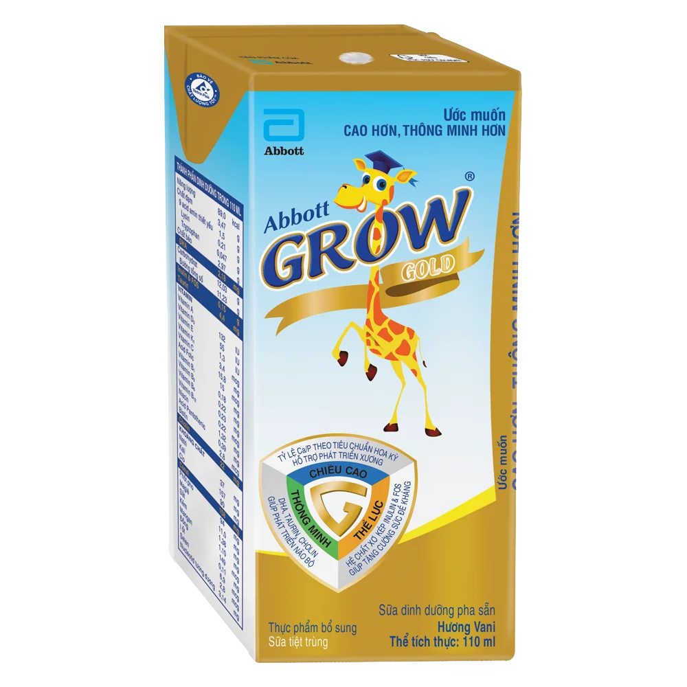 Combo 2 thùng Sữa Abbott Grow Gold hương vani 110ML - Lốc 4 (Từ 1 tuổi)