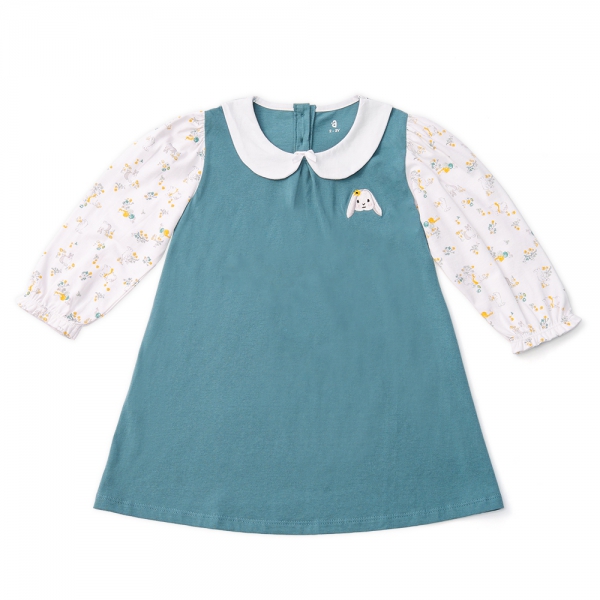 Đầm bé gái, Bst Thỏ và hoa Animo HN1222003 (4-5Y,Xanh)