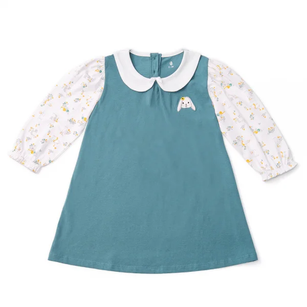 Đầm bé gái, Bst Thỏ và hoa Animo HN1222003 (4-5Y,Xanh)