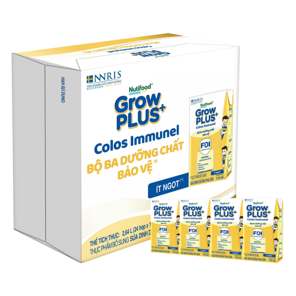 Combo 5 Thùng sữa GrowPLUS+ Colos Immunel, 4x110ml, 60 lốc (5 thùng 12 lốc hoặc 10 thùng 6 lốc)