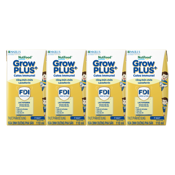 Thực phẩm bổ sung sữa dinh dưỡng pha sẵn GrowPLUS+ Colos Immunel, 4x110ml (trên 1 tuổi)