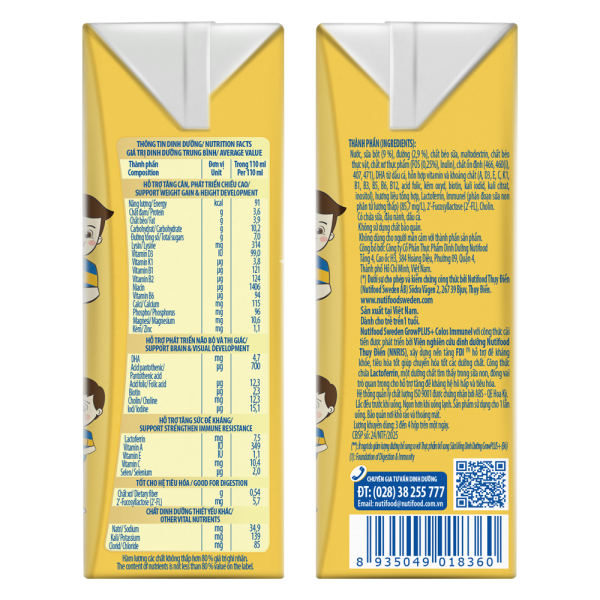 Combo 5 Thùng sữa GrowPLUS+ Colos Immunel, 4x110ml, 60 lốc (5 thùng 12 lốc hoặc 10 thùng 6 lốc)