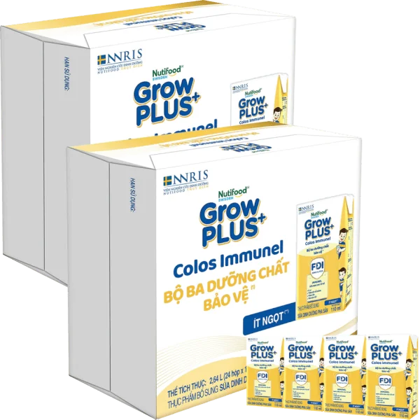 2 Thùng Sữa dinh dưỡng pha sẵn GrowPLUS+ Colos Immunel 110ml, lốc 4 hộp (Từ 1 tuổi)