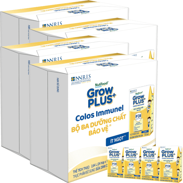 4 Thùng Sữa dinh dưỡng pha sẵn GrowPLUS+ Colos Immunel 110ml, lốc 4 hộp (Từ 1 tuổi)