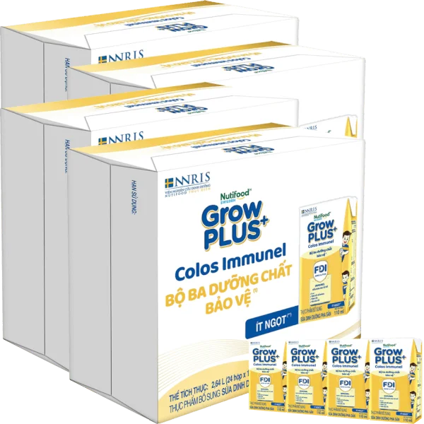 4 Thùng Sữa dinh dưỡng pha sẵn GrowPLUS+ Colos Immunel 110ml, lốc 4 hộp (Từ 1 tuổi)