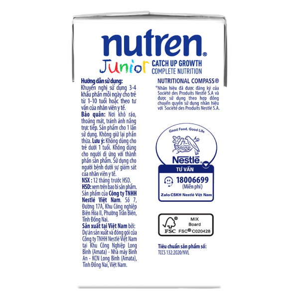 Combo 2 Thực phẩm dinh dưỡng y học Nutren Junior 110ml (1 -10 tuổi) (Lốc 4 hộp)