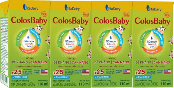 Sữa uống dinh dưỡng Colosbaby 110ml, lốc 4 hộp (trên 1 tuổi) (giao bao bì ngẫu nhiên)
