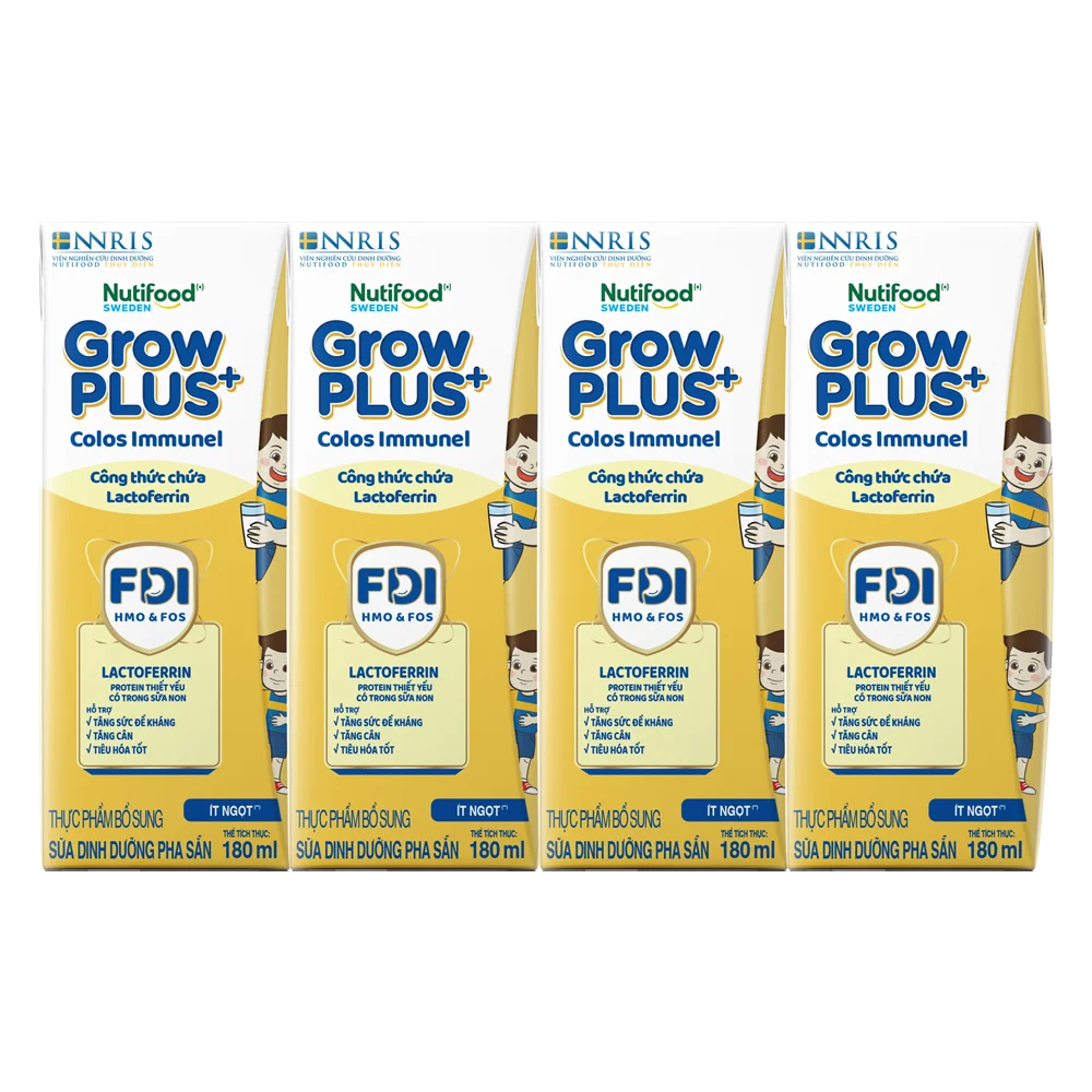 Thùng Sữa dinh dưỡng pha sẵn GrowPLUS+ Colos Immunel 180ml, lốc 4 hộp (Từ 1 tuổi)